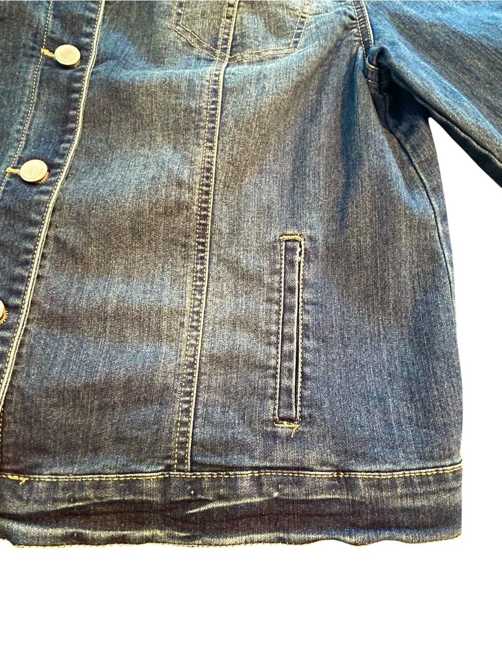 BANDOLINO Blue Denim Jacket with Floral Embroidery Extra Large Like new - Picture 4 of 7